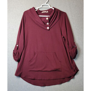 Soft Surroundings Kassidy Burgundy RTS Cowl Neck Tunic Sweater Women's Plus 1X